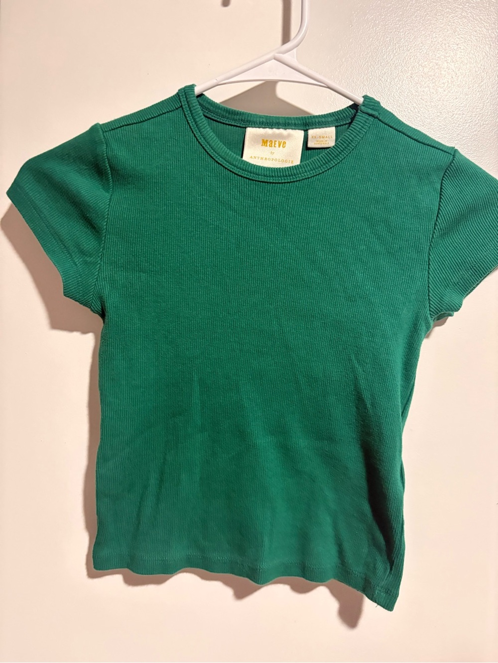 Maeve Green Ribbed Short Sleeve Tee